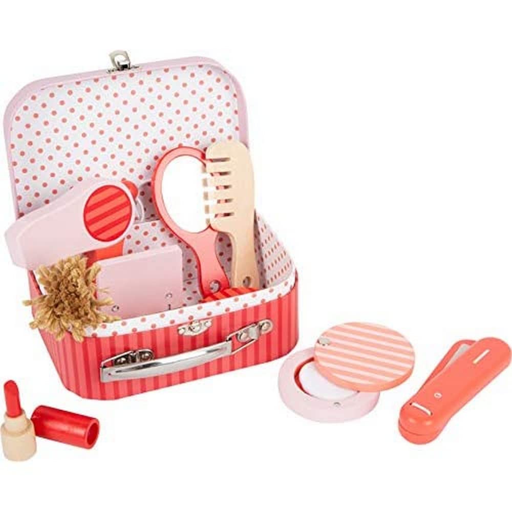 Small Foot Schmink-und Frisierkoffer Retro, aus Holz, umfangreiches Beauty-Spiel-Set, ab 3 Jahren, 1