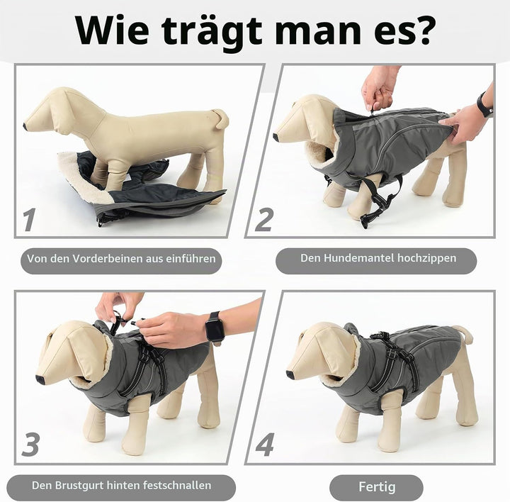 Hundemantel Hundejacke Warm Wintermantel mit Reissverschluss Winddichte &amp; Winddichte mit Reflektorst