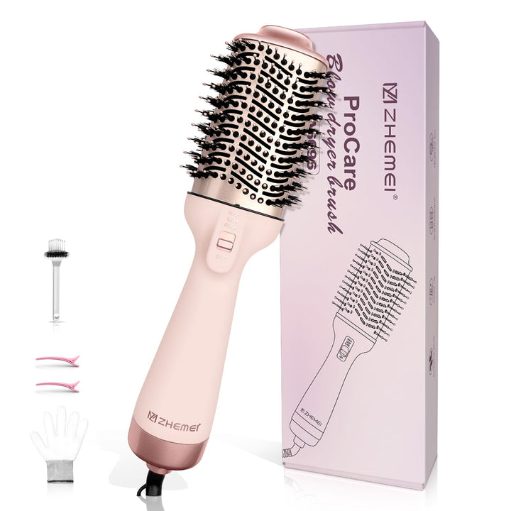 1300W Warmluftbürste, 4-in-1 Föhnbürste mit Antifrizz-Effekt, Keramik-Titan-Zylinder – Salon-Heisslu