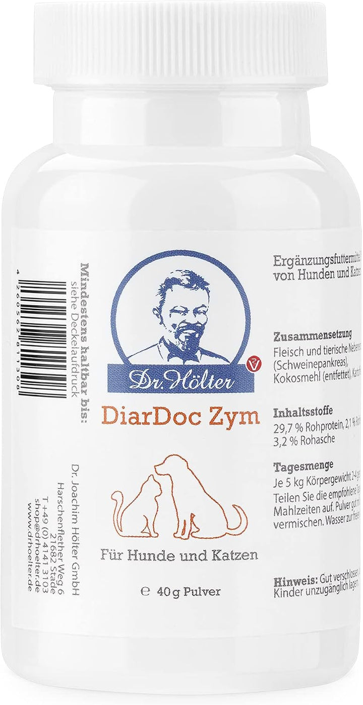 DiarDoc Zym von Dr. Hölter - Pankreasenzyme, Verdauungsenzyme für Hunde bei Darmprobleme und bei Fut