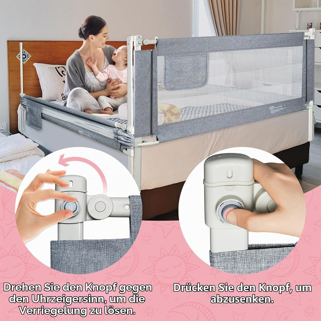 Bettgitter Rausfallschutz Rausfallschutz Kinderbett für Baby Bett &amp; Elternbett mit absenkbarem Desig