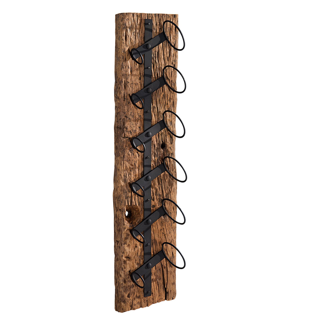 invicta INTERIOR Massives Wand Weinregal Barracuda antik Teak Holz 100cm Flaschenhalter Natur Regal