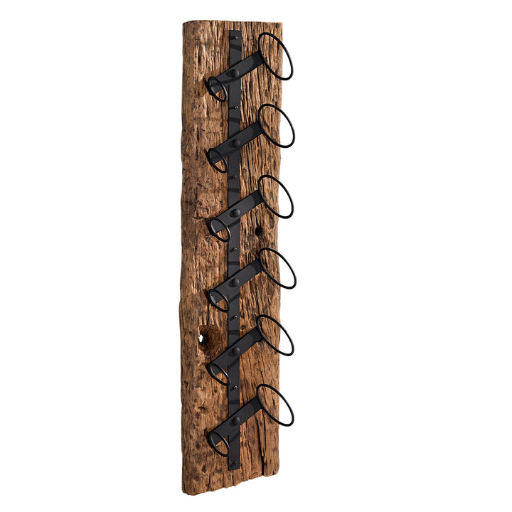 invicta INTERIOR Massives Wand Weinregal Barracuda antik Teak Holz 100cm Flaschenhalter Natur Regal