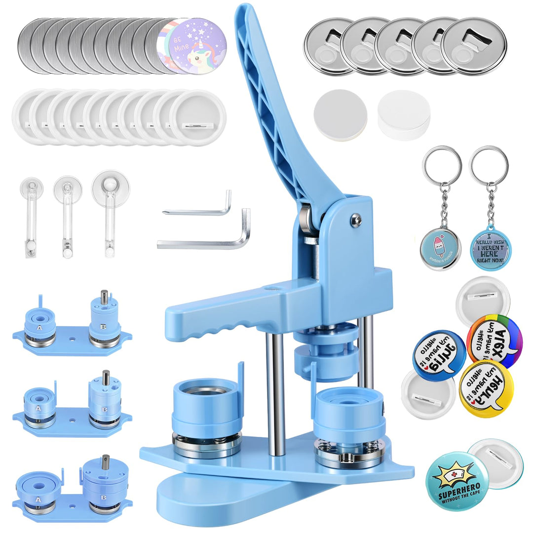 Buttonmaschine Button Badge Maker 25+32+58 mm 300 Sets Kunststoff-Abzeichen-Nadelrücken, Zimiking, m