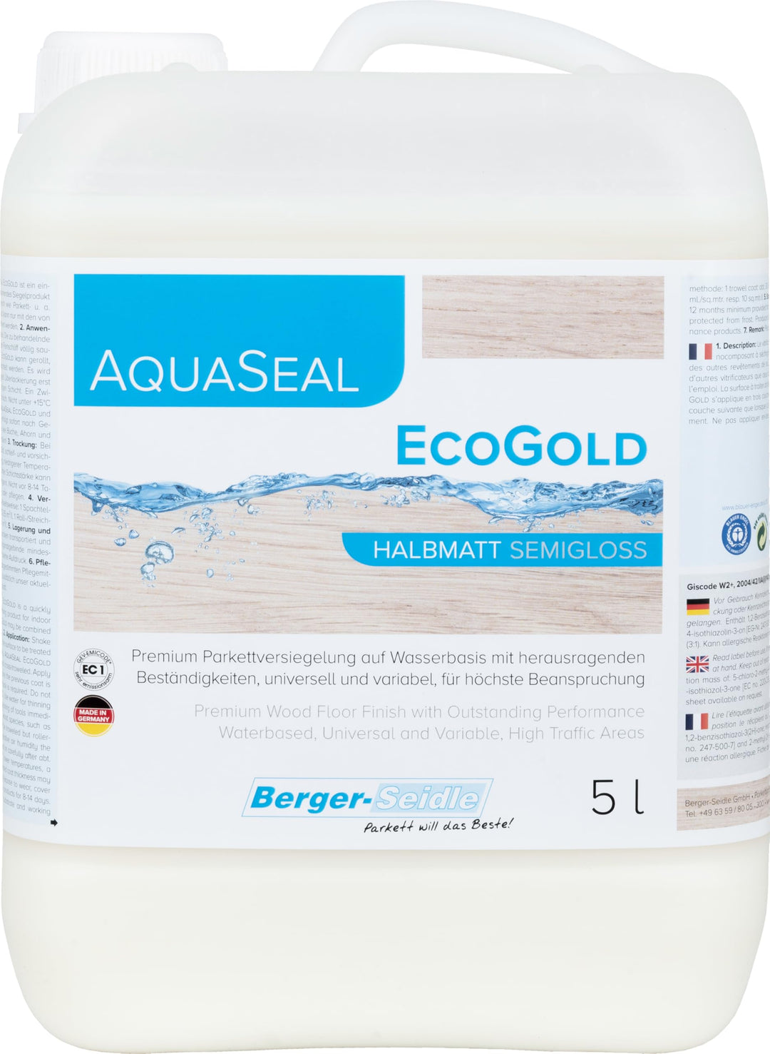 Berger-Seidle | AquaSeal EcoGold | 1K Parkettlack | wasserbasierter Parkettsiegel | umweltschonend |