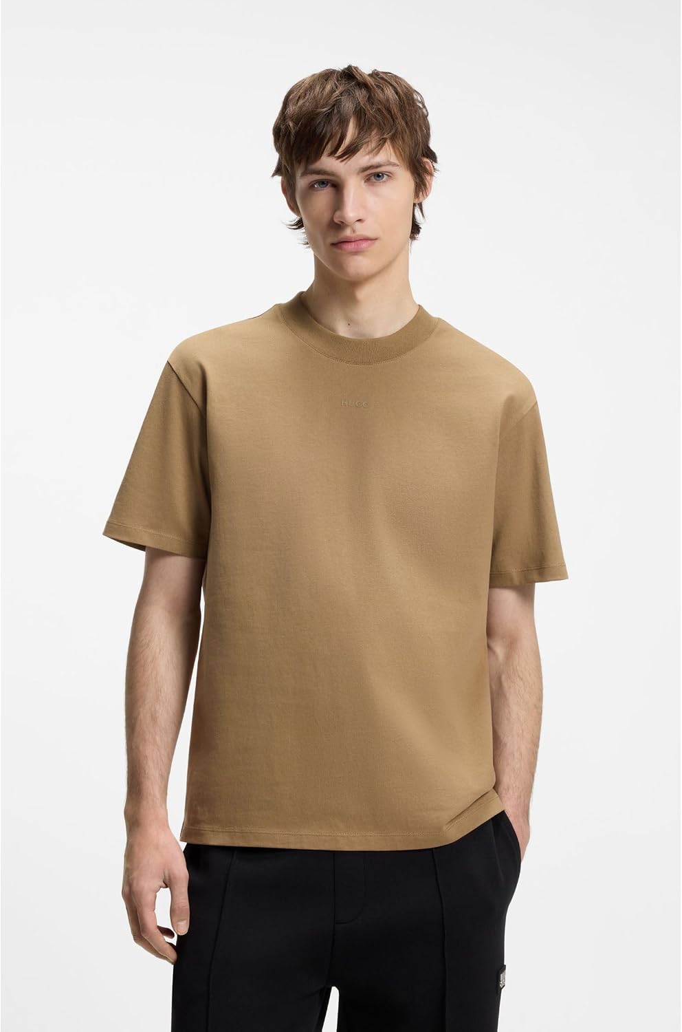 HUGO Herren Dapolino Relaxed-Fit T-Shirt aus Baumwoll-Jersey mit Logo-Print XS Beige Overflow 928, X