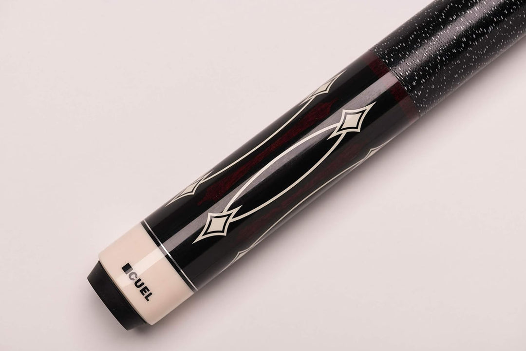 BE0-041 Billard-Queue für Poolbillard, 2-teilig, mit Klebeleder, Vollholz-Oberteil, Leinen-Griffband