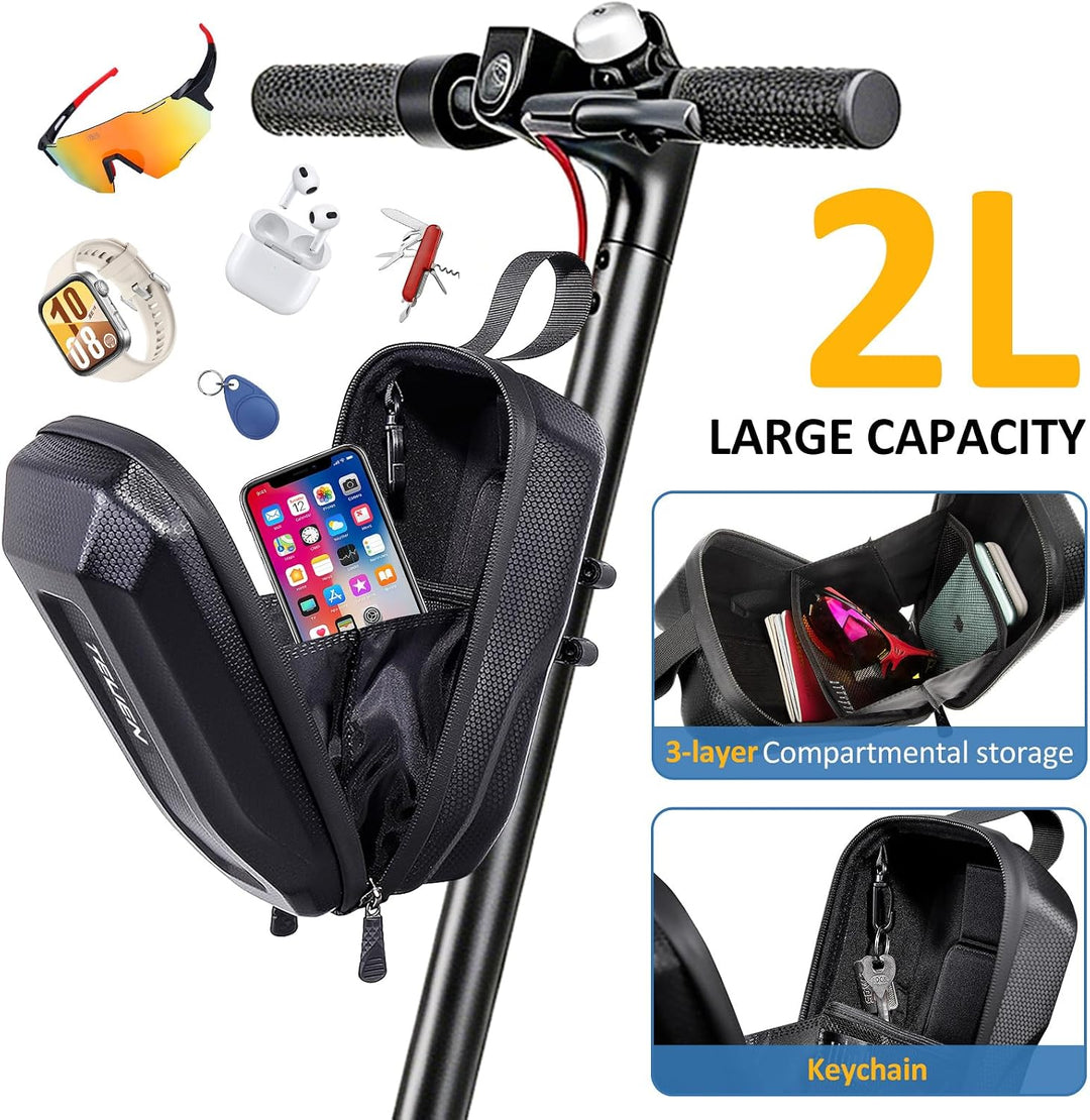 TEUEN 2L/3L Grosse Kapazität E Scooter Tasche für Elektroroller | wasserdichte Lenkertasche mit Eva-