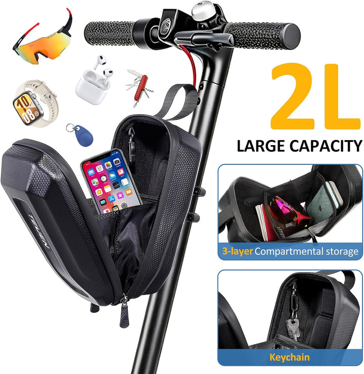 TEUEN 2L/3L Grosse Kapazität E Scooter Tasche für Elektroroller | wasserdichte Lenkertasche mit Eva-