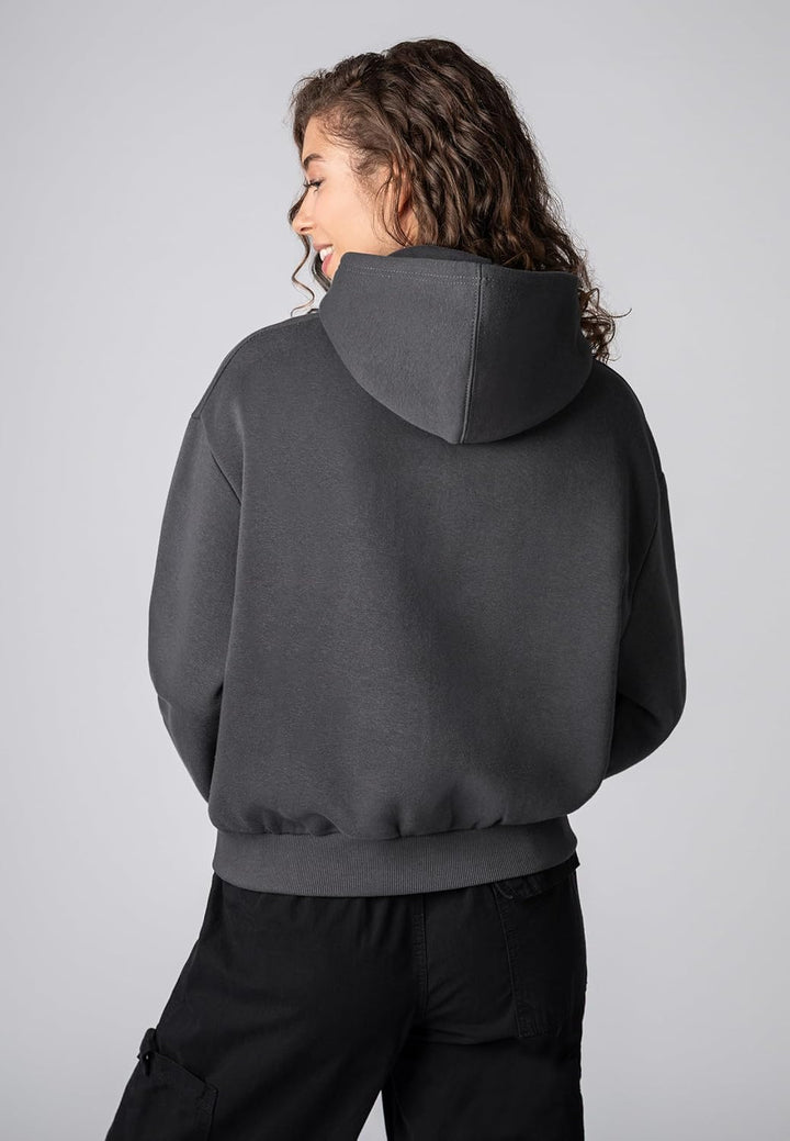 Sublevel Damen Basic Pullover Hoodie mit Mini-Print XS Dark-grey, XS Dark-grey
