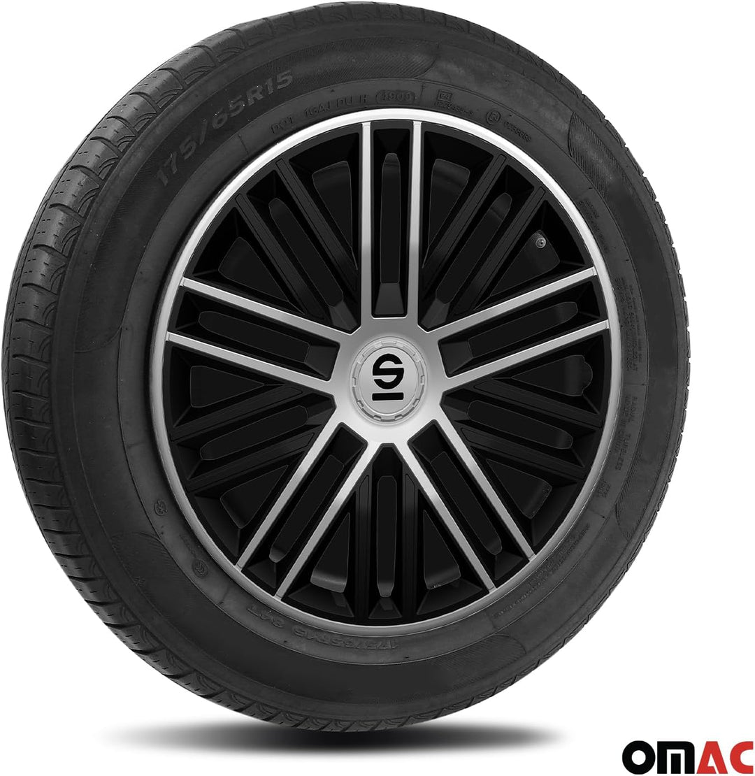 Sparco Radzierblenden Bergamo - 16-Zoll - Schwarz/Silber - Satz mit 4 Stück