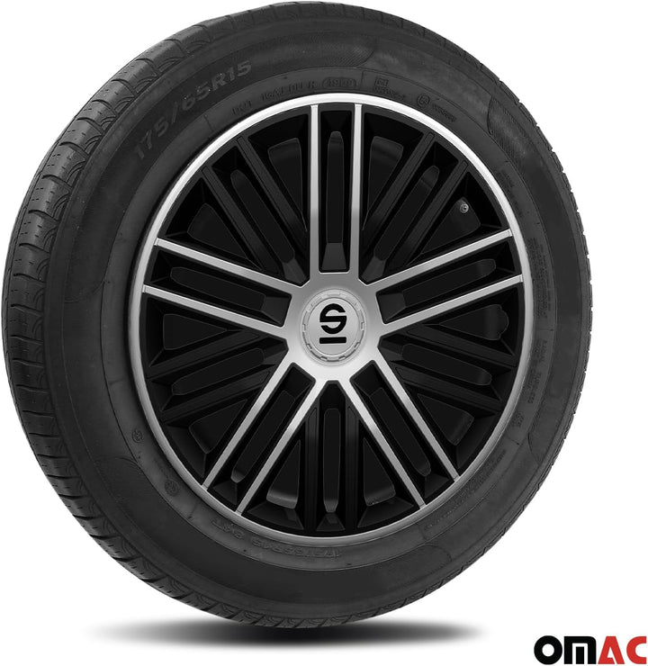 Sparco Radzierblenden Bergamo - 16-Zoll - Schwarz/Silber - Satz mit 4 Stück
