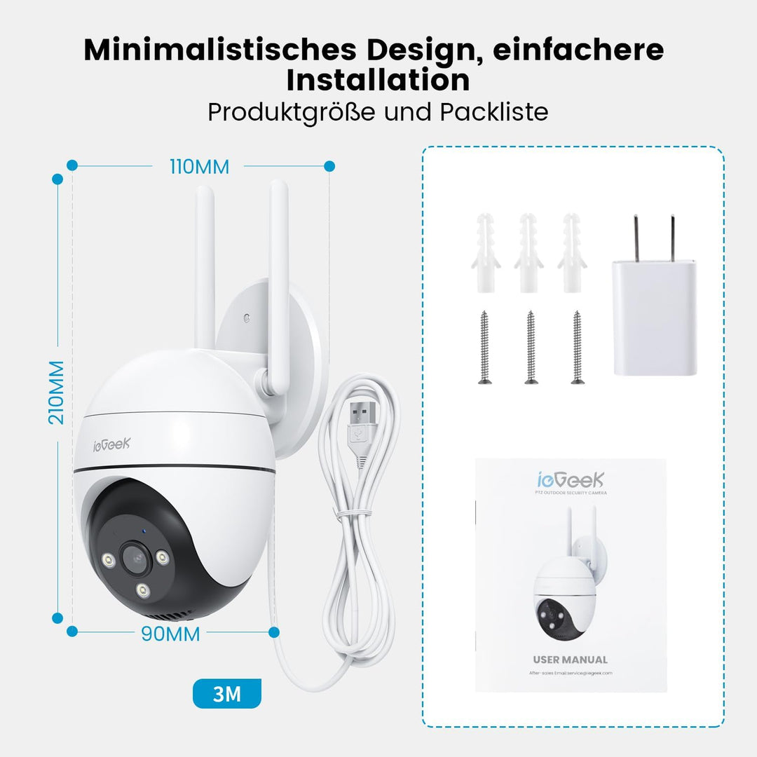 ieGeek 5MP Überwachungskamera Aussen WLAN, PTZ Outdoor IP Kamera überwachung aussen, WLAN Dome Kamer