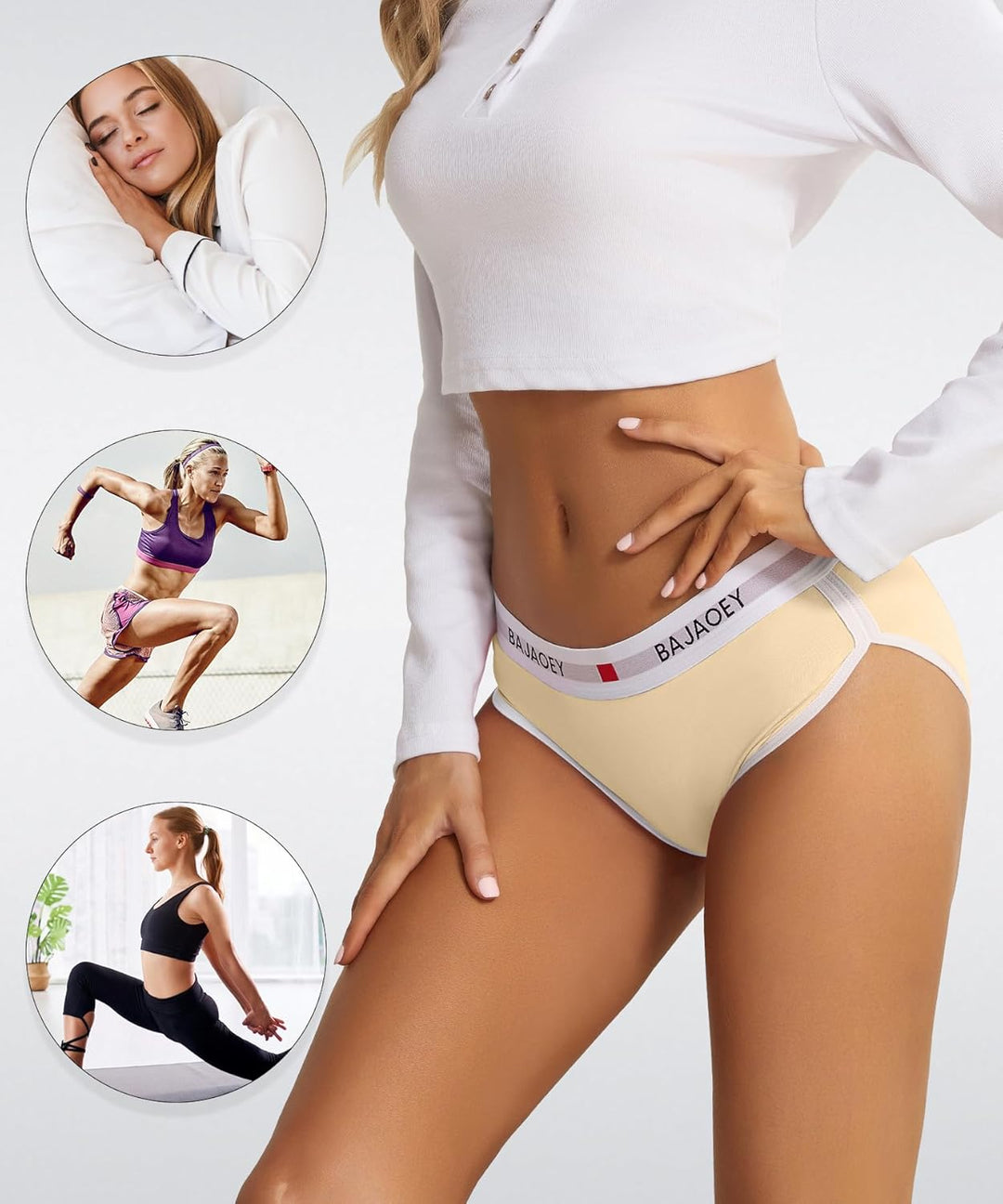PHOLEEY Slip Unterhosen Damen Unterwäsche Feuchtigkeitsableitende Baumwolle Atmungsaktives Bikini Hö