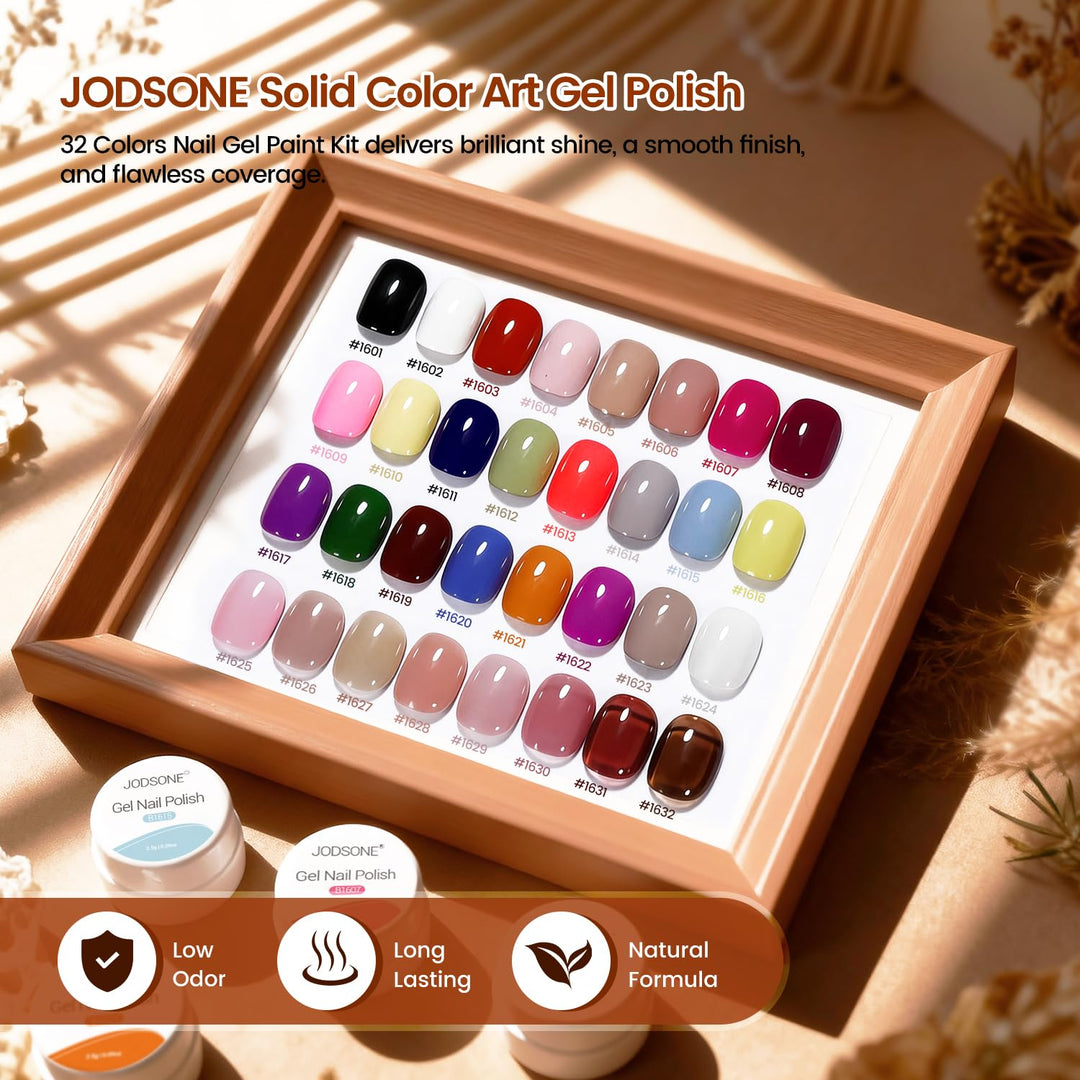 JODSONE U V Nagellack Set, 32 Farben Gel Nagellack mit top und base coat,Soak-Off UV Farbgel Nagella