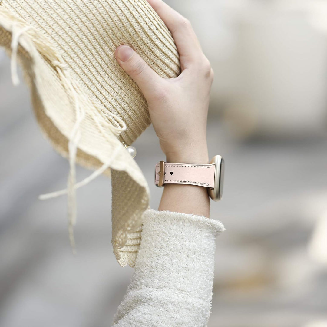 CeMiKa Leder Armband Kompatibel mit Fitbit Sense/Fitbit Versa 3 Armband, Original Lederband Ersatzba