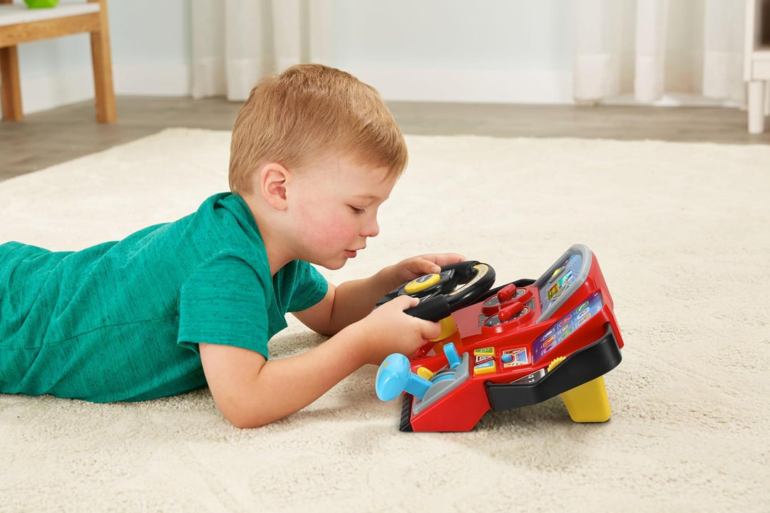 VTech Turbo Pilot-Lenkrad, Lenkrad für Kinder mit interaktivem Armaturenbrett, über 20 Lernspiele un