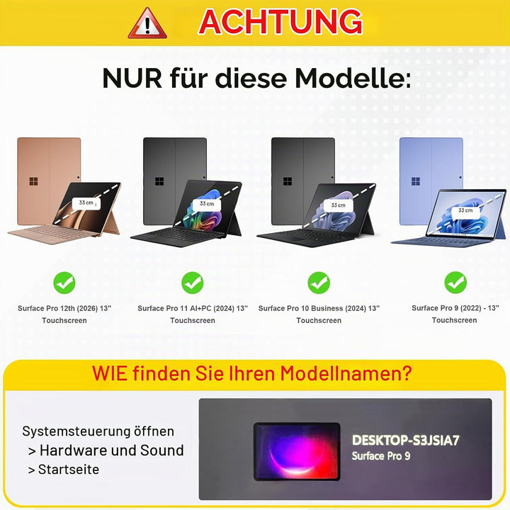 Fintie Hülle für Microsoft Surface Pro 11/10 / 9 (2024-2022) 13 Zoll - Business Schutzhülle mit Hart