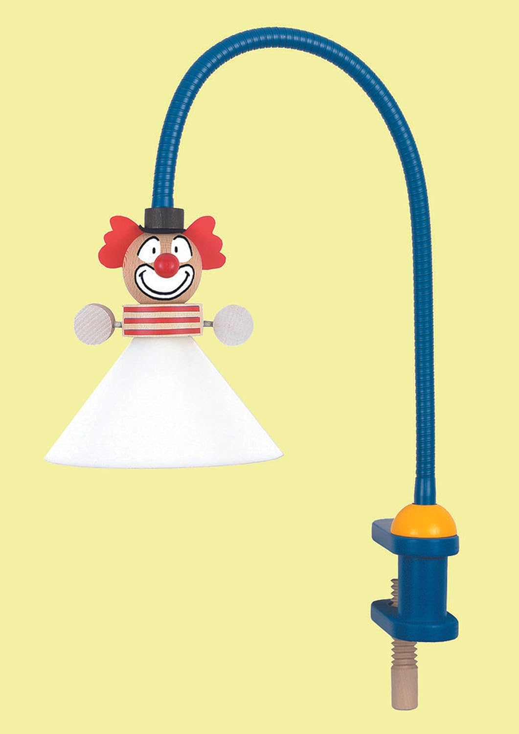 Niermann-Standby 233 - Klemmleuchte Clown Flexrohr ca. 50 cm, Klemme aus Holz, Schirm aus Bruchsiche