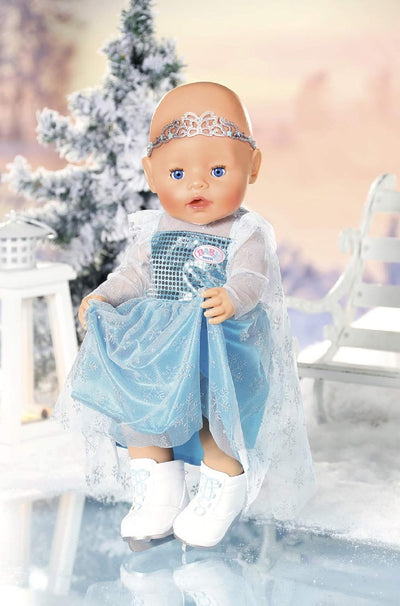 BABY born Eisprinzessin Set aus Puppenkleid, Diadem und Schlittschuhen für 43cm Puppen, 832257 Zapf