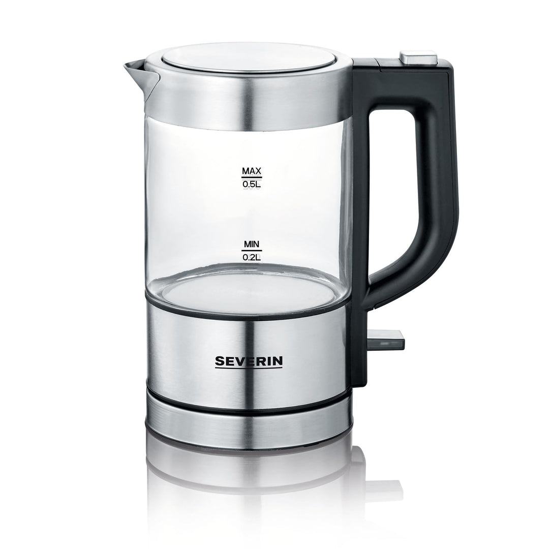SEVERIN Mini Glas Wasserkocher, leistungsstarker und kompakter Wasserkocher in hochwertigem Design,