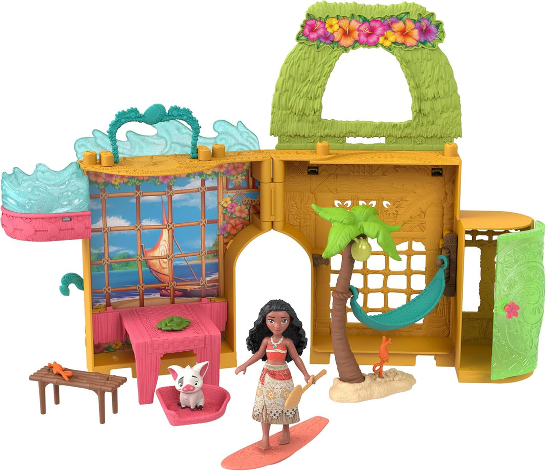 Mattel Disney Princess Spielzeuge Vaiana Storytime Stackers Puppenhaus mit kleiner Vaiana-Puppe,1 Ti