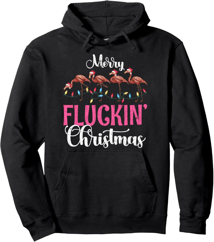 Merry Flockin Weihnachtsmann-Rentier Pullover Hoodie