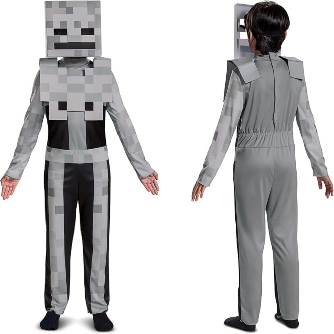 Minecraft Skelett-Kostüm für Kinder, Videospiel-inspiriertes Charakter-Outfit, klassisches Kind, Grö