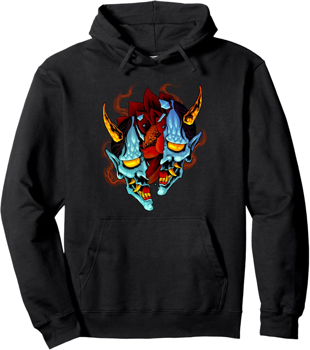 Japanischer Dämon Samurai Warrior Oni-Maske Teufel Pullover Hoodie