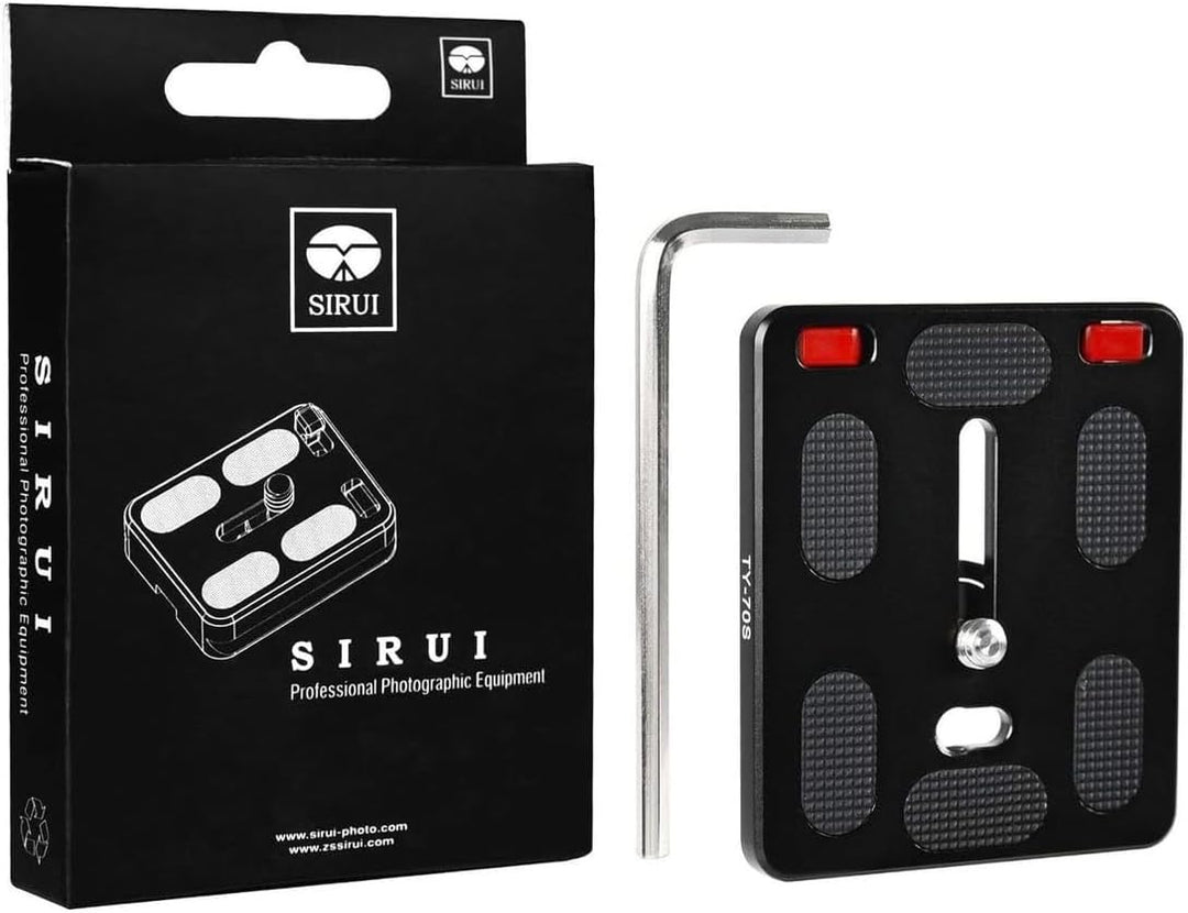 SIRUI TY-70-2 Schnellwechselplatte (Alu, 1/4", 60x70mm, 60.3g, Sliding Stopper, für SIRUI und Arca-S