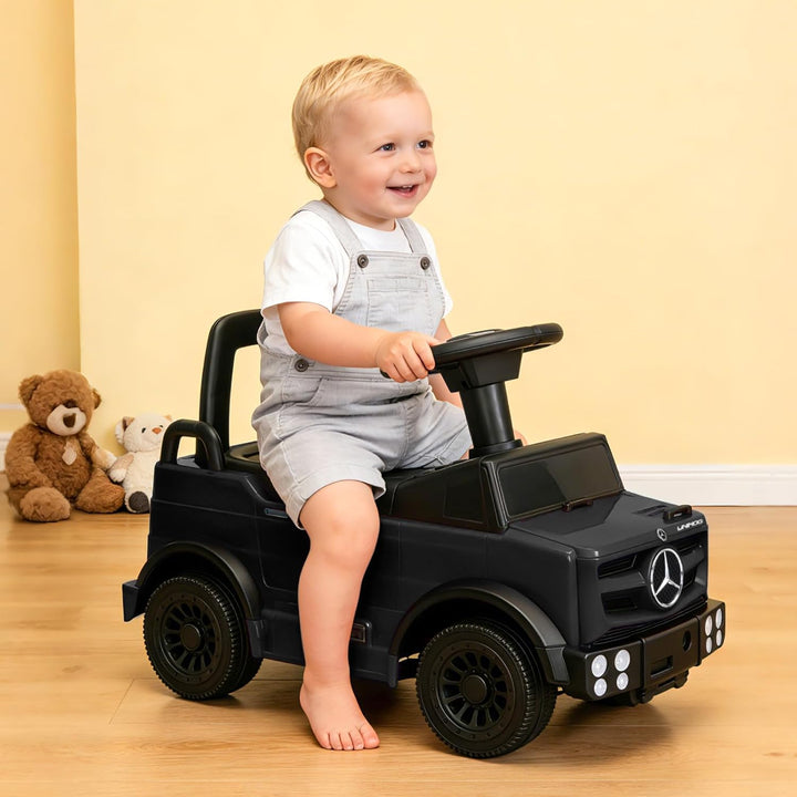 TCARAIWEN Kinder Rutschauto Mercedes-Benz Unimog Lizenz, Fuss-zu-Boden Rutscher für Kleinkinder 1-2