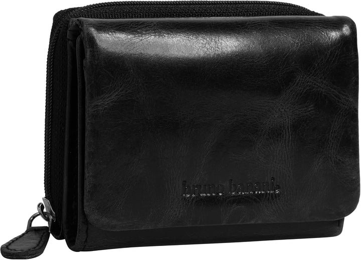 bruno banani Geldbörse echt Leder Damen Schwarz, Schwarz