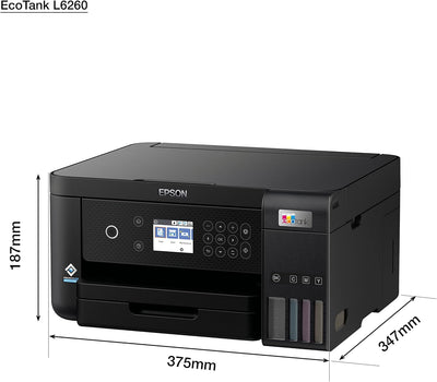 Epson EcoTank L6260 Tintenstrahldrucker Scanner Kopierer, 375‎ x 347 x 187 mm