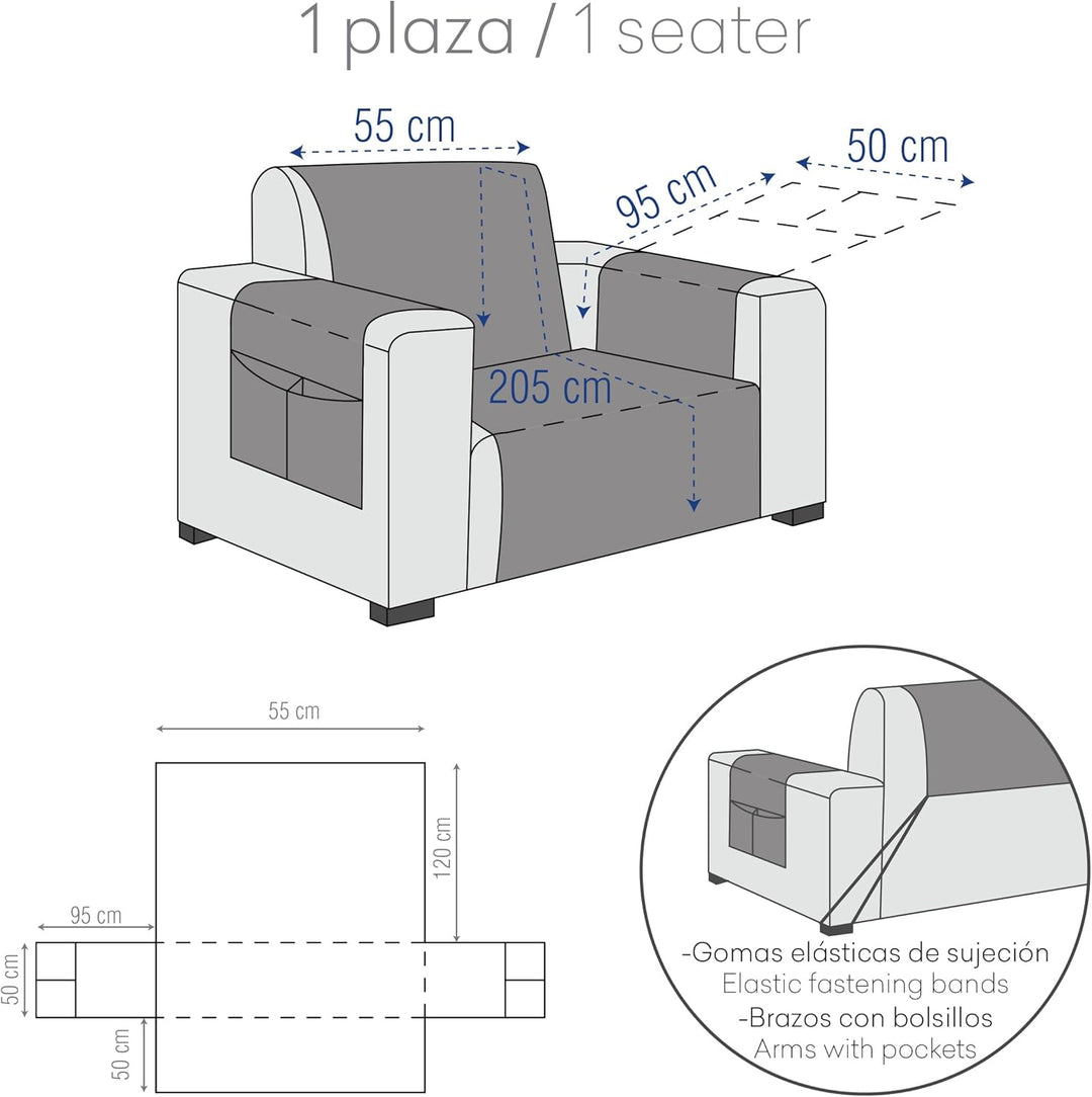 Eysa Dream Nicht elastisch Sofa überwurf 1 Sessel, Chenille, 01-Ecru, 37 x 4 x 29 cm 37 x 4 x 29 cm