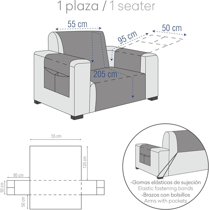 Eysa Dream Nicht elastisch Sofa überwurf 1 Sessel, Chenille, 01-Ecru, 37 x 4 x 29 cm 37 x 4 x 29 cm