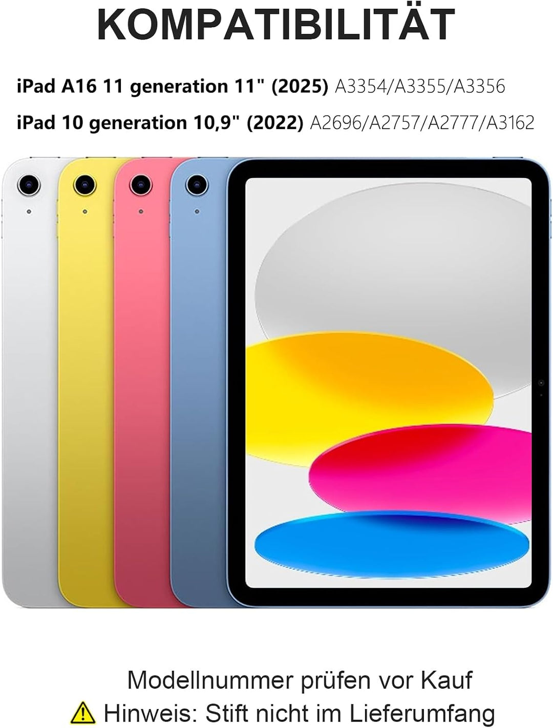 JADEMALL Für iPad 10 Generation Ergonomisch Hülle mit DE Tastatur, Bluetooth Tastatur für iPad 11 Ge