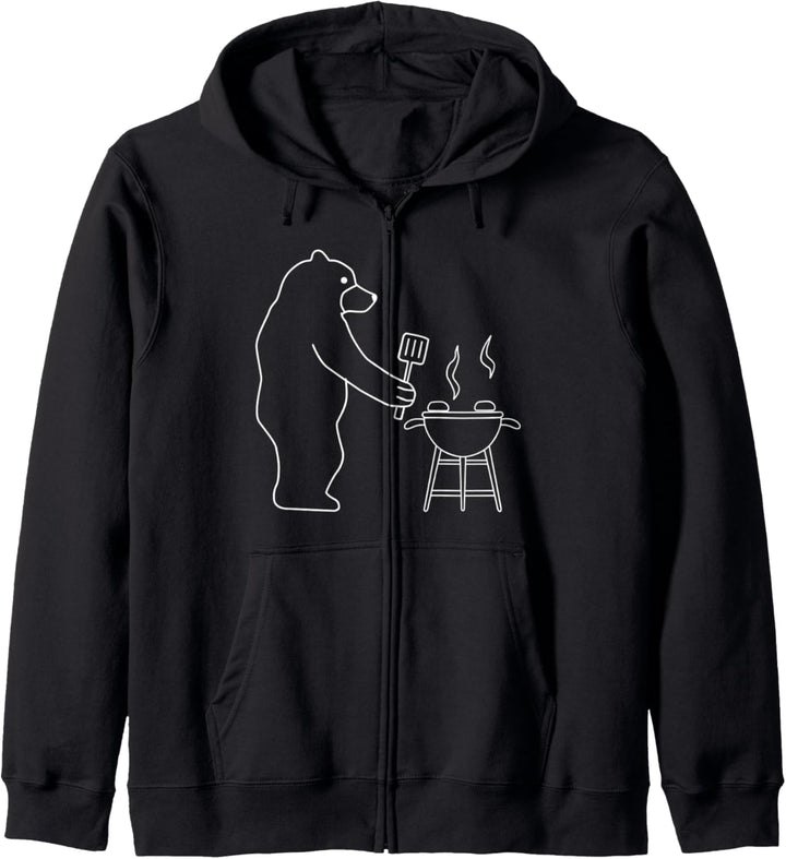 Ironic Grizzly Grillen Camper Natur Barbecue Kapuzenjacke