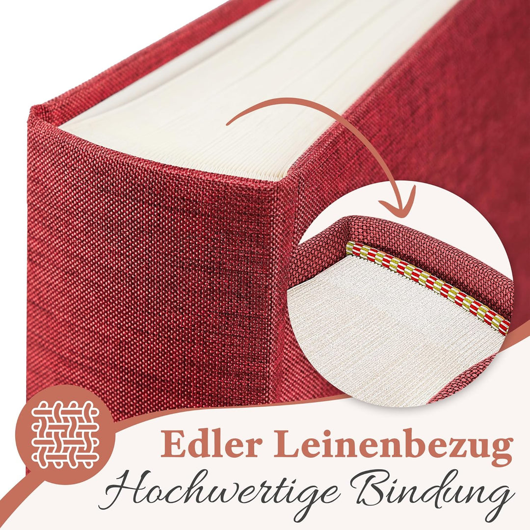 Das Fotoalbum für die Ewigkeit - 100 Seiten mit Platz für 500 Fotos. Fotoalbum leinen Fotoalbum rot