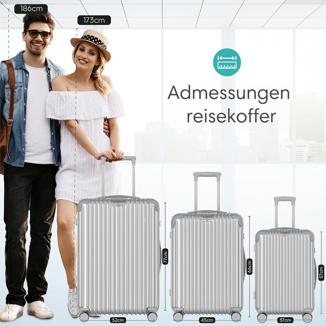 Voyagoux Koffer handgepäck - 72L, Rollkoffer mittelgross, Hartschalenkoffer, TSA-Schloss, ABS, 4X 36