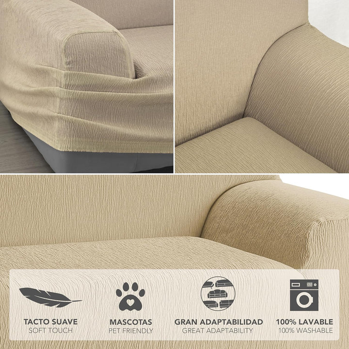 Martina Home Elastischer Sofabezug Modell Emilia 2 Plätze Graubraun 2 Sitzer Graubraun, 2 Sitzer Gra