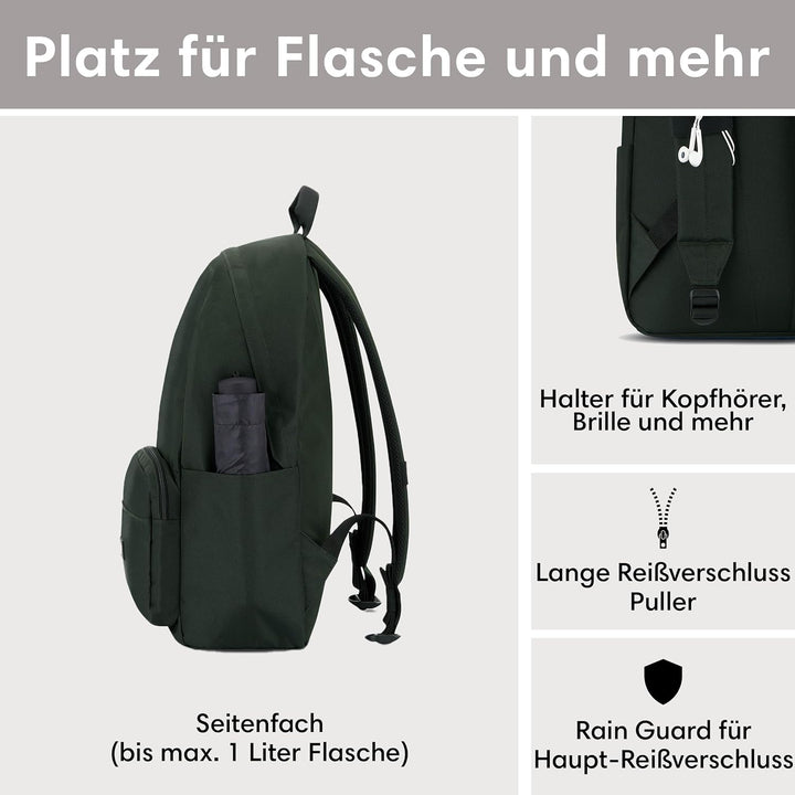 LARKSON Schulrucksack Mädchen &amp; Jungen Teenager - No 3 - Rucksack Damen &amp; Herren für Schule - 16" La