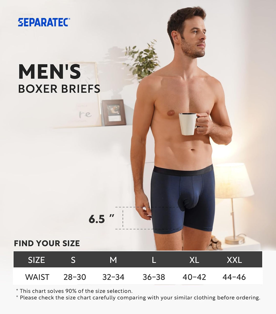 Separatec Boxershorts Herren Bambus Rayon Atmungsaktiv Weich Männer Unterhosen mit Doppelter Beutel