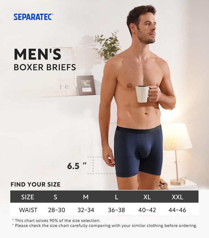 Separatec Boxershorts Herren Bambus Rayon Atmungsaktiv Weich Männer Unterhosen mit Doppelter Beutel