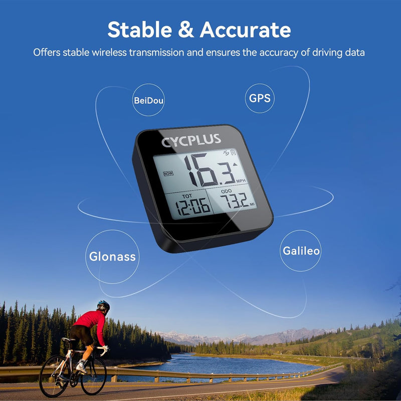 CYCPLUS GPS Fahrradcomputer Drahtlose Fahrradtacho Radcomputer IPX6 Wasserdichter Kilometerzähler GP