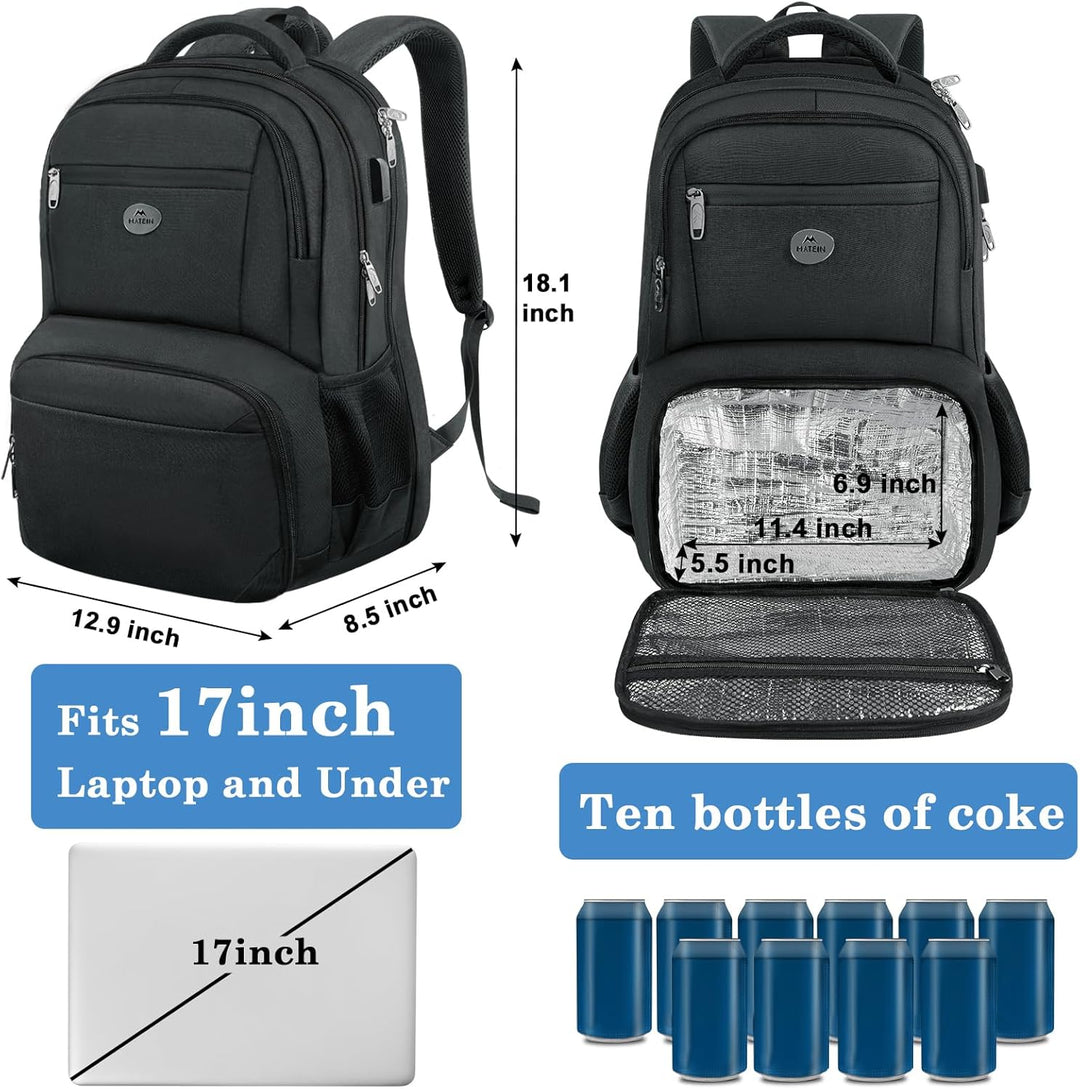 MATEIN Laptop Rucksack 17 Zoll mit Kühlfach, Lunch Rucksack Reiserucksack Herren mit USB Ladeanschlu