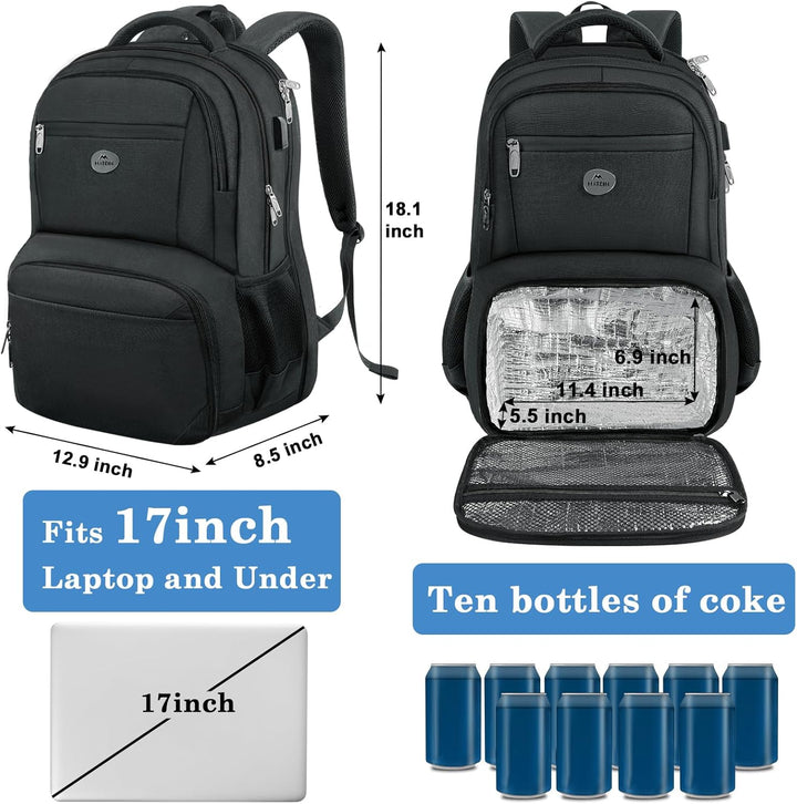 MATEIN Laptop Rucksack 17 Zoll mit Kühlfach, Lunch Rucksack Reiserucksack Herren mit USB Ladeanschlu