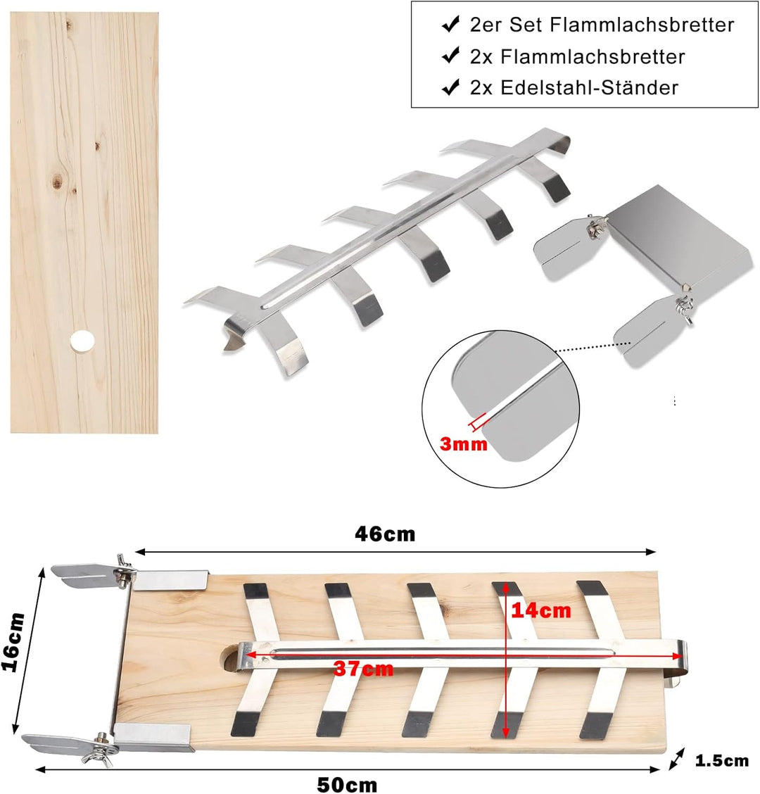 2X flammlachsbretter mit Halterung, Räucherbrett Flammlachsbrett, Zedernholz grillbrett, Zedernholzb