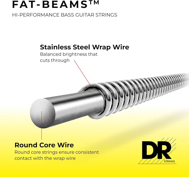 DR Strings FAT-BEAM™ - Stainless Steel Bass Strings: Light 40-100