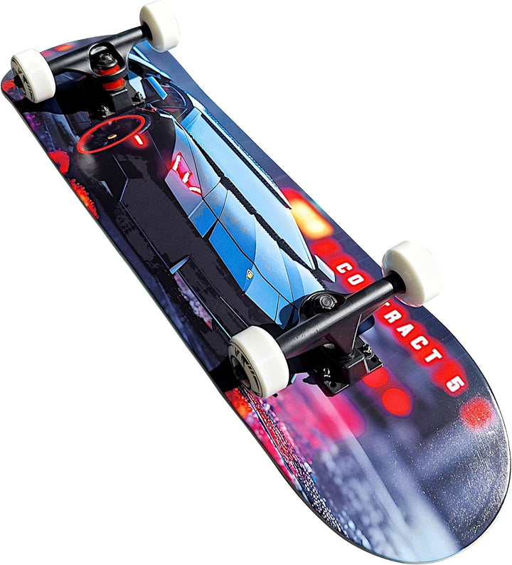 Komplett Skateboard Black Knight - für Kinder und Jugendliche - 7-lagiges Ahornholz Deck - Medium Co