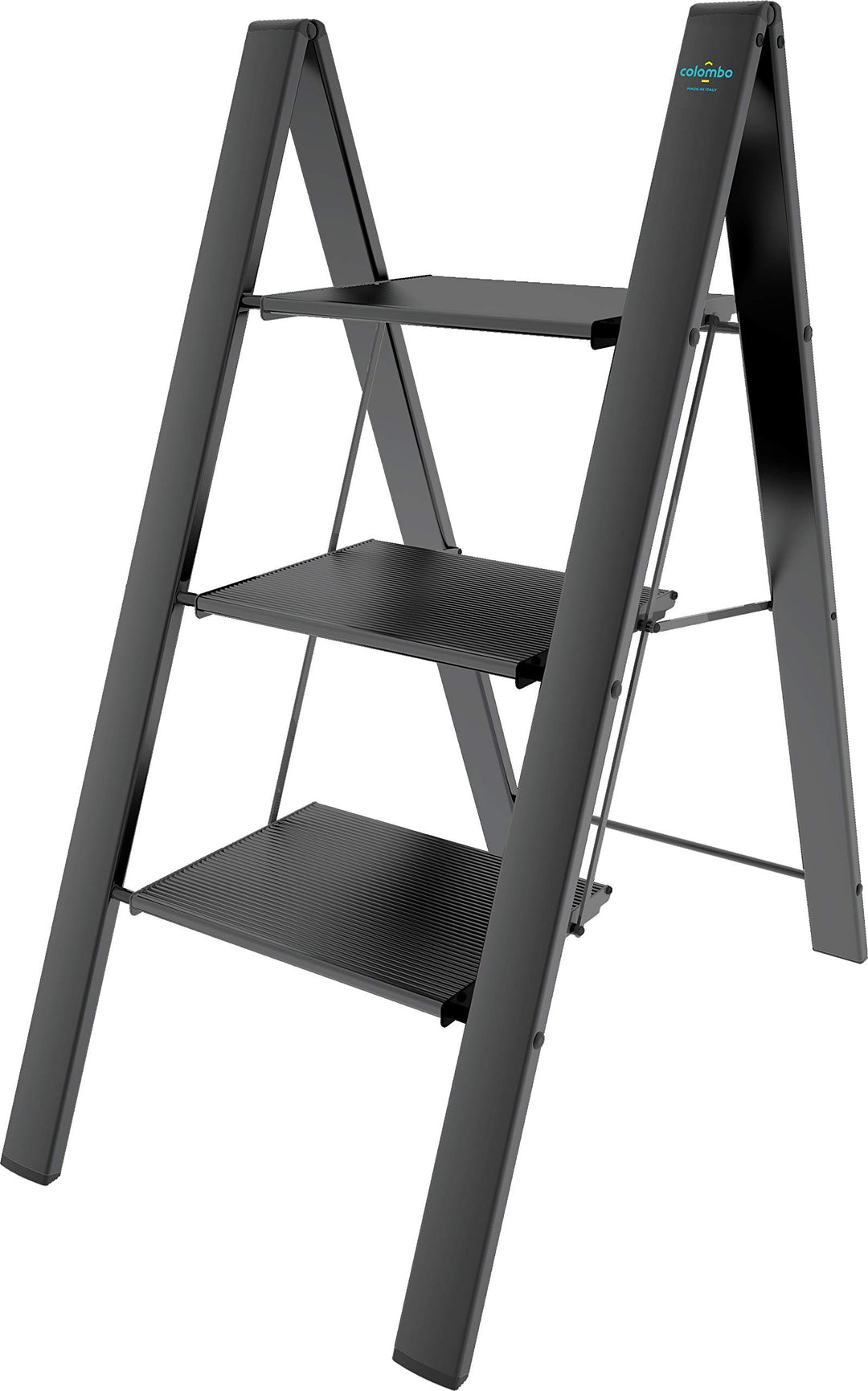 Anodized Aluminium Steps Stool Leonardo 3 Black 3 steps Schwarz, 3 steps Schwarz